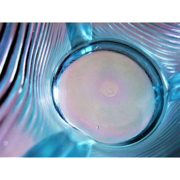 Flashy Electric Radium Northwood Blue Carnival Glass Drapery Candy Dish Vintage - Picture 4 of 5